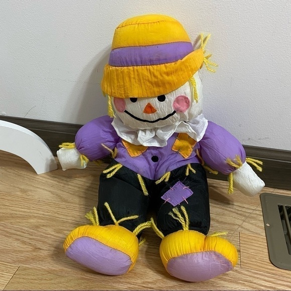 Vintage Puffy Nylon Scarecrow Stuffed Animal Fall - Picture 2 of 5